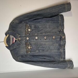 Vintage Y2K SWAK Denim Jeweled Jacket Sealed with A Kiss‎ 1x